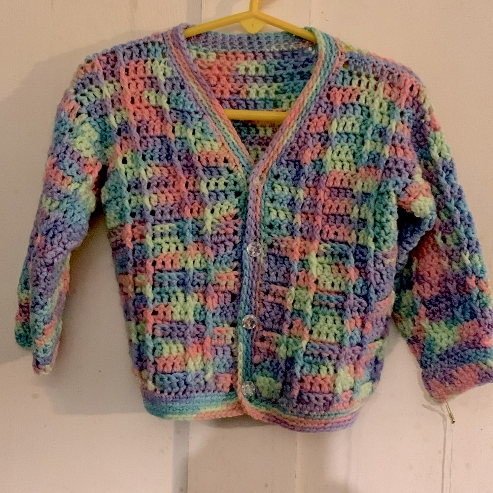 OOAK Hand Crochet sweater 12-18 mo - Picture 1 of 8
